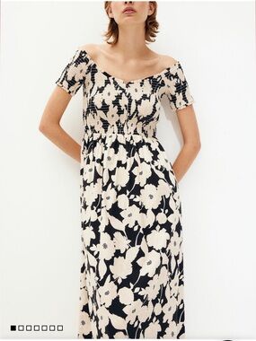 NWT Plus-size H&M Off-Shoulder Floral Ruched Midi Dress / Summer Outdoor Wedding